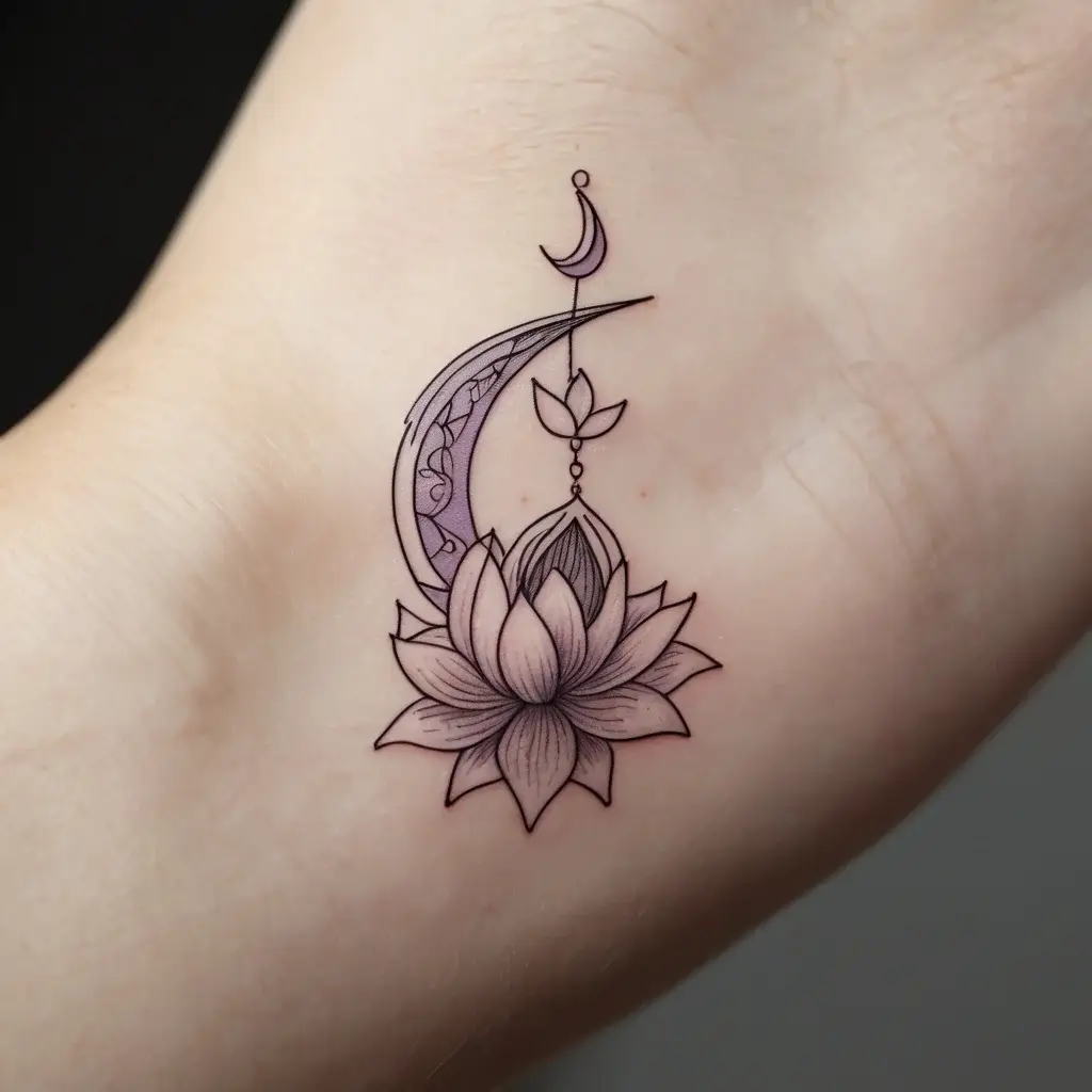 moon and lotus tattoo (11)