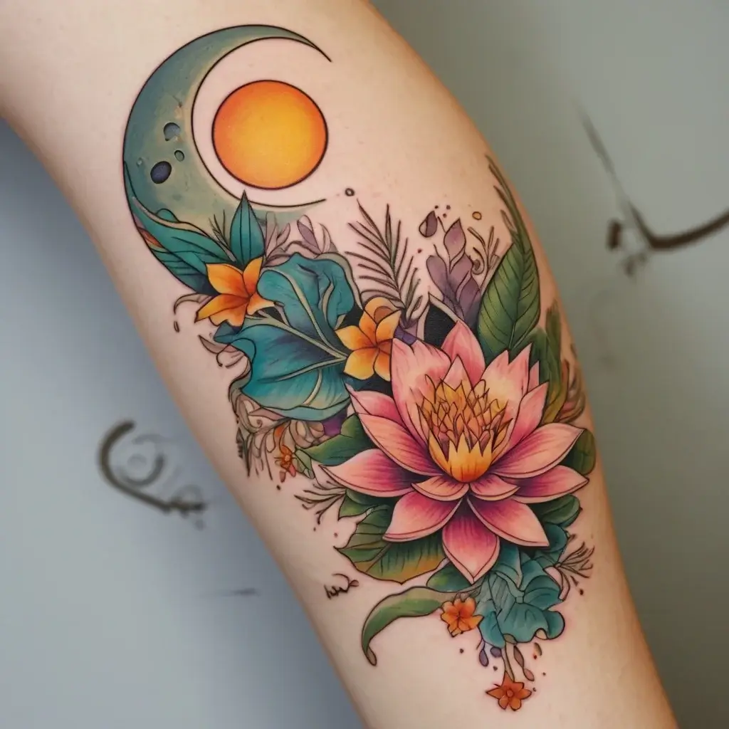 moon and lotus tattoo (14)