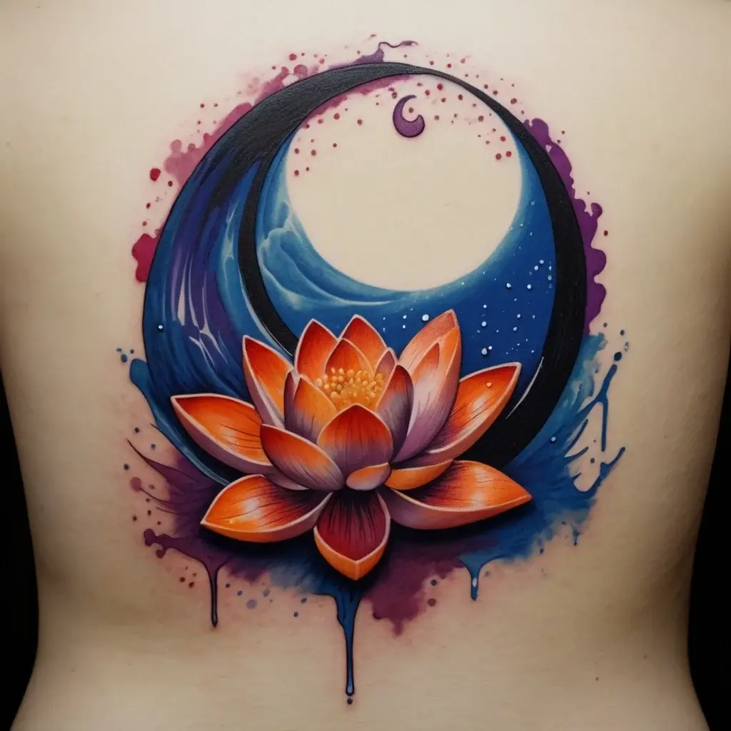 moon and lotus tattoo (15)