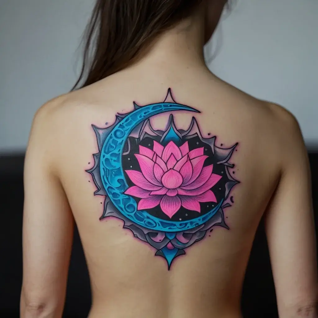 moon and lotus tattoo (19)