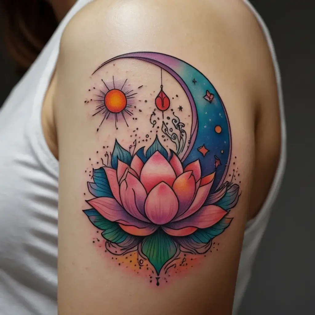 moon and lotus tattoo (26)