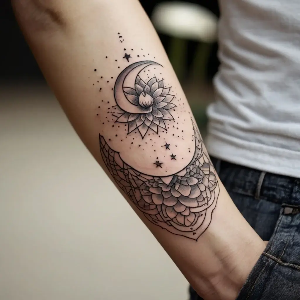 moon and lotus tattoo (33)