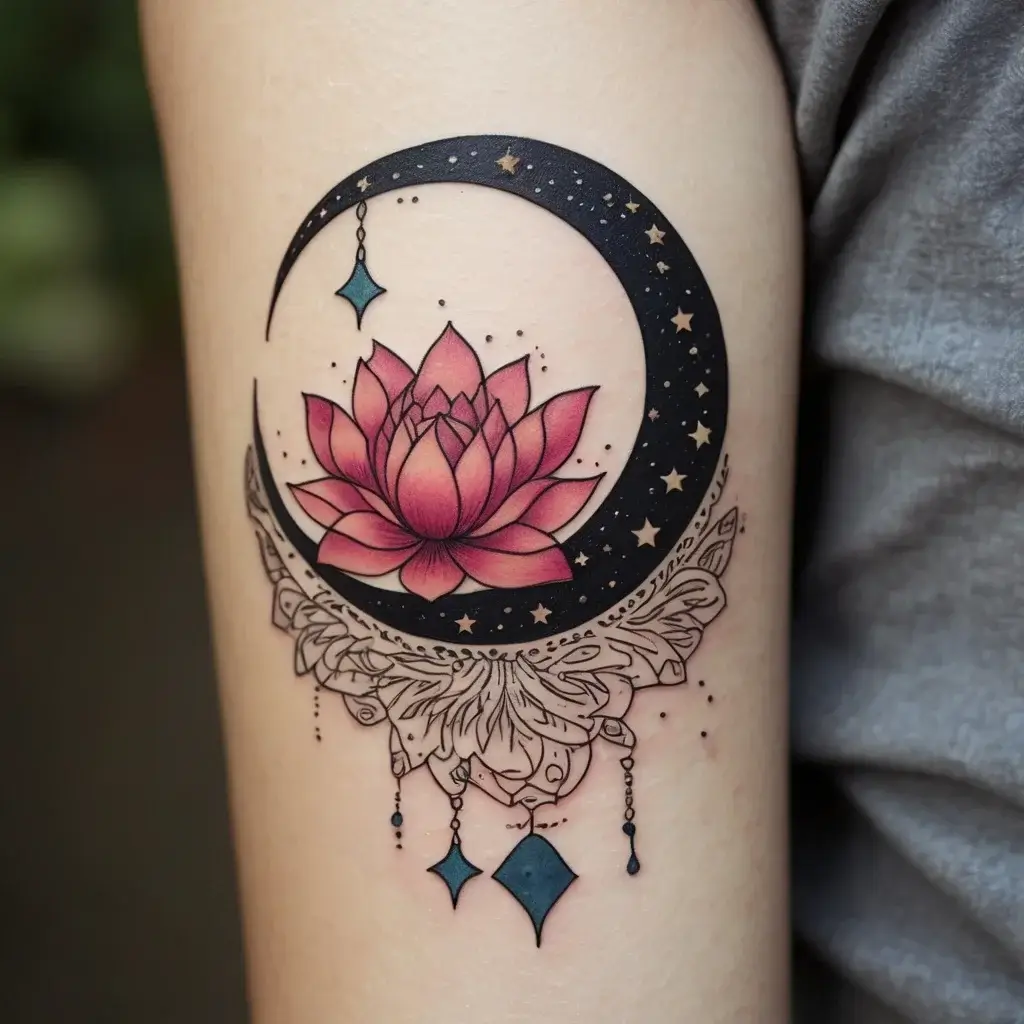 moon and lotus tattoo (35)