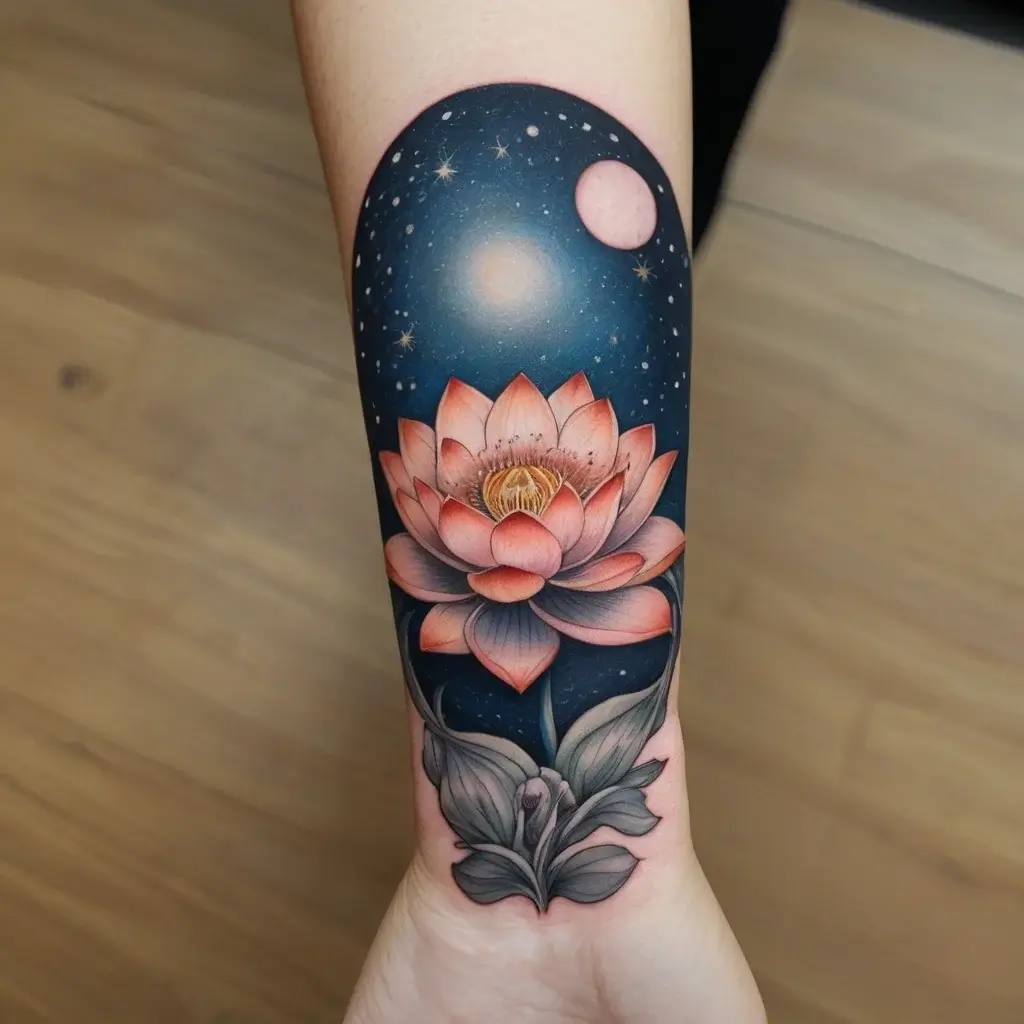 moon and lotus tattoo (37)