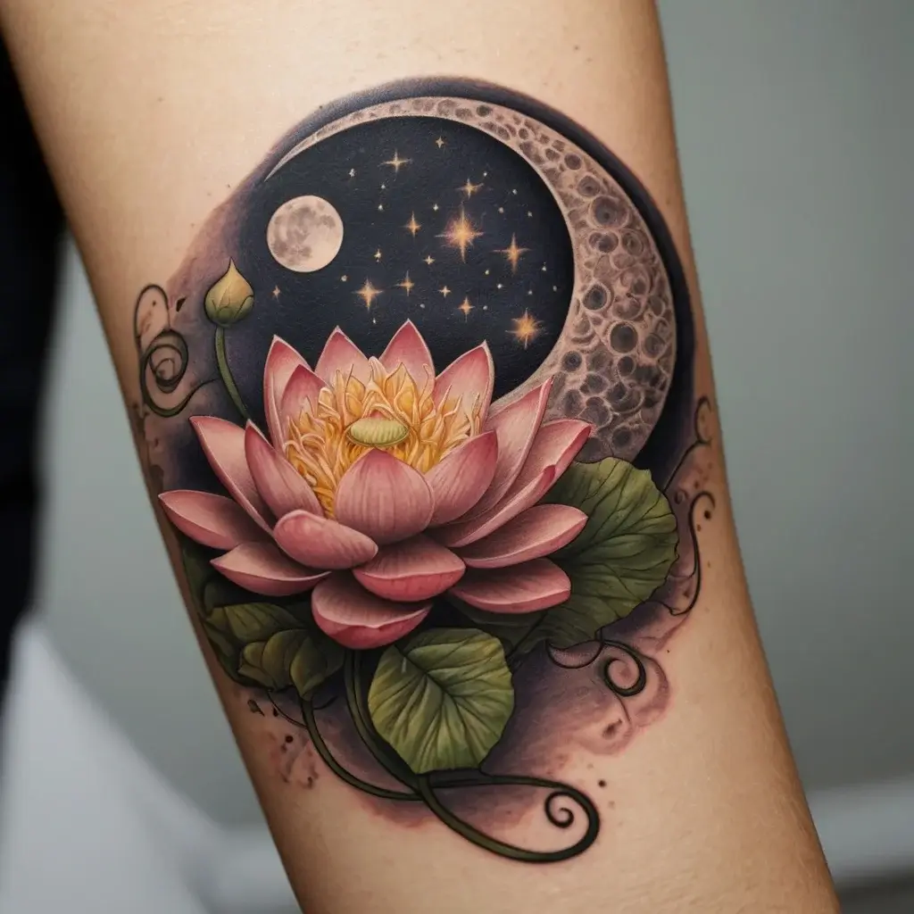 moon and lotus tattoo (38)