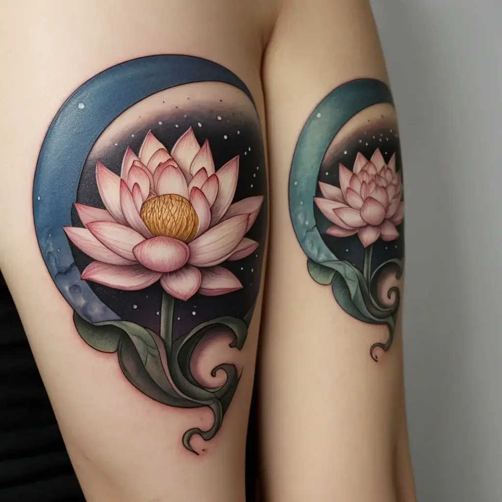 moon and lotus tattoo (39)