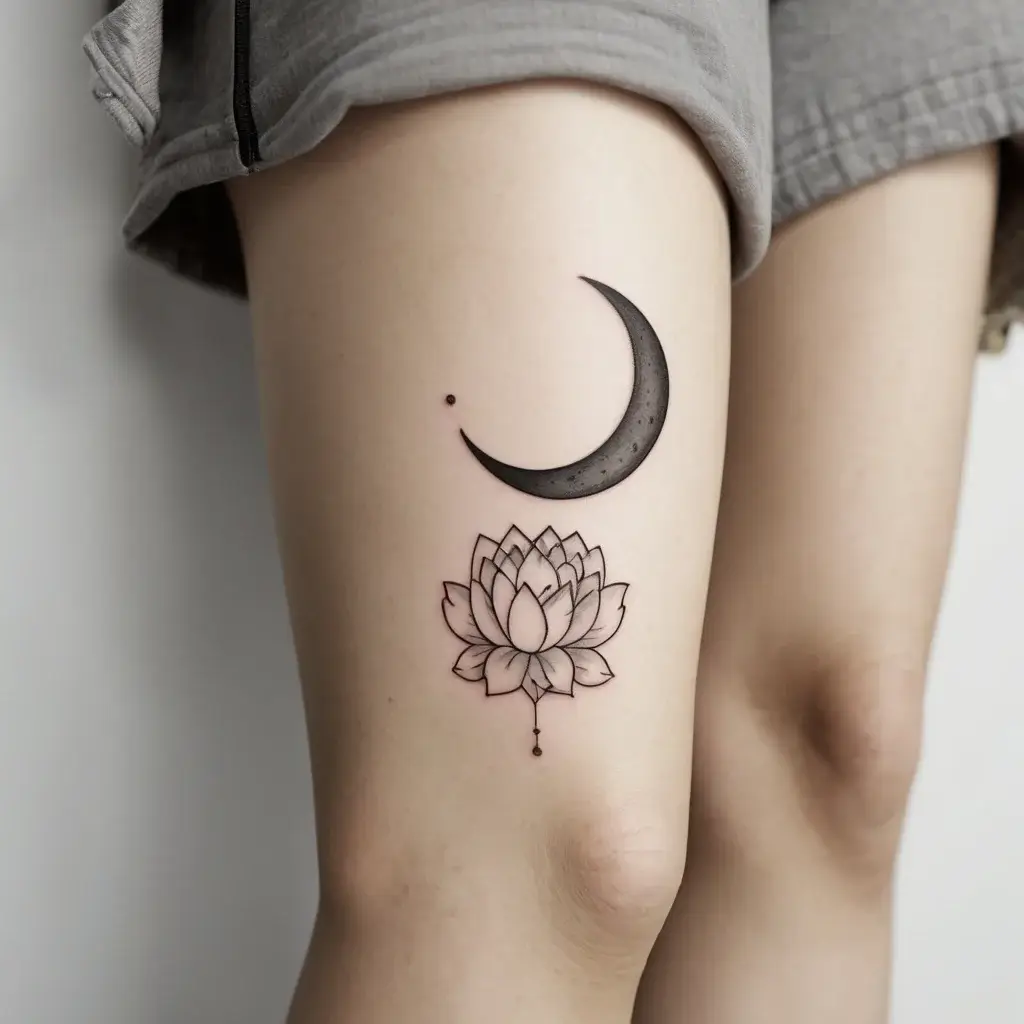 moon and lotus tattoo (4)