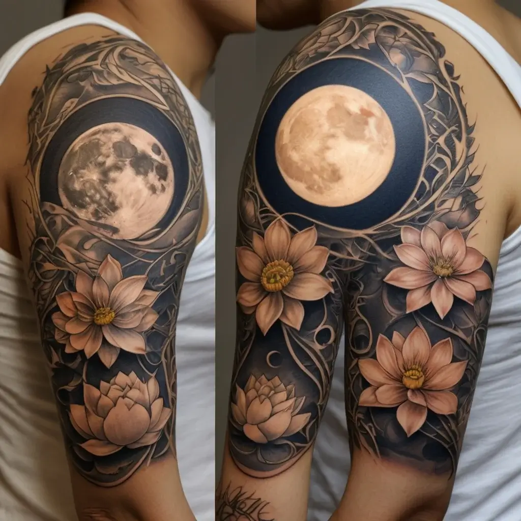 moon and lotus tattoo (40)