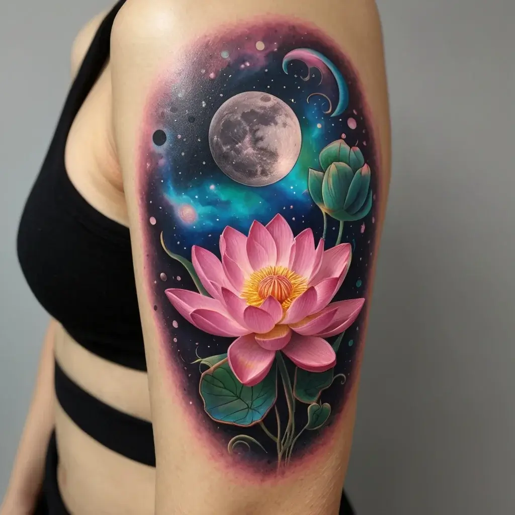 moon and lotus tattoo (49)