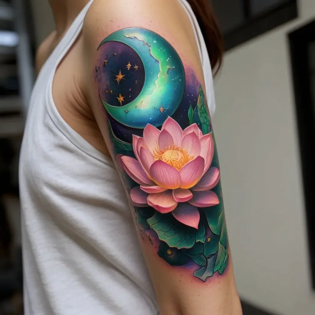 moon and lotus tattoo (50)