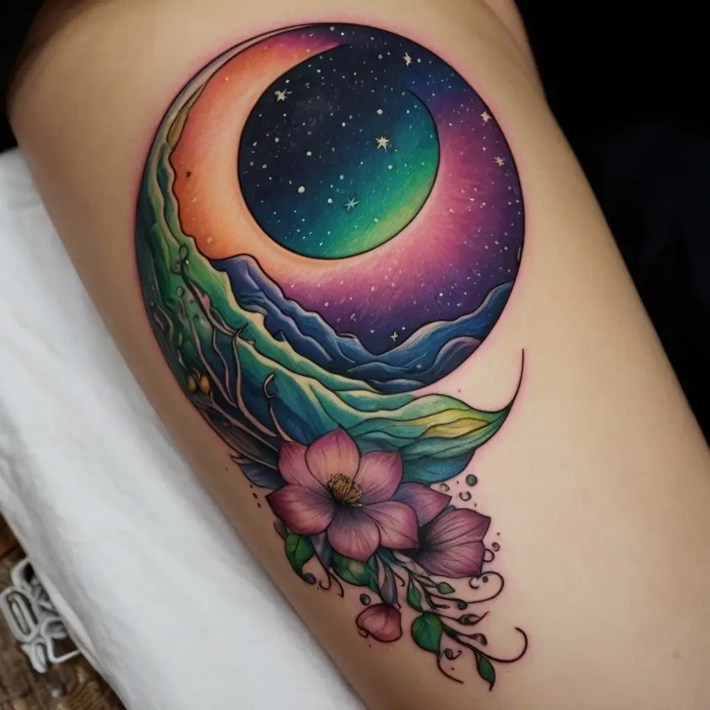 moon and lotus tattoo (52)