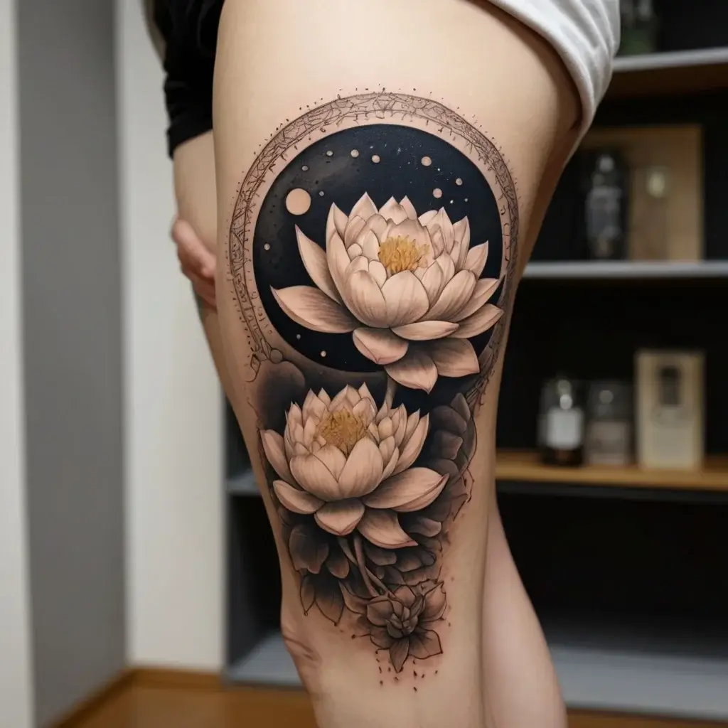 moon and lotus tattoo (66)