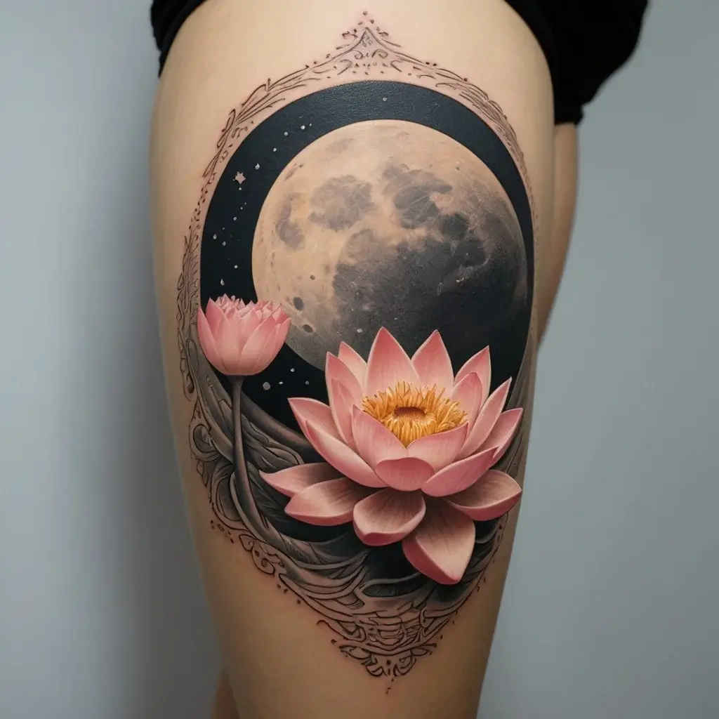 moon and lotus tattoo (67)