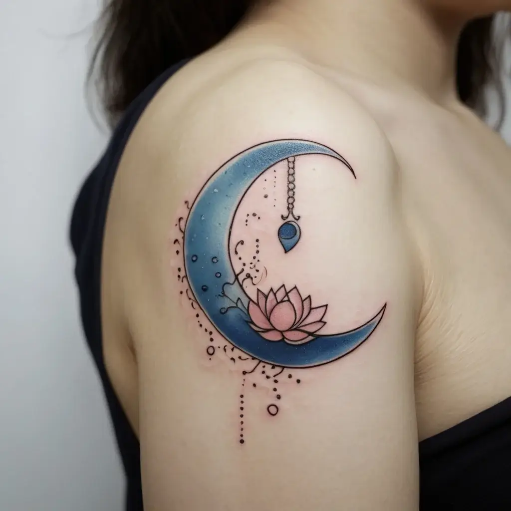 moon and lotus tattoo (7)