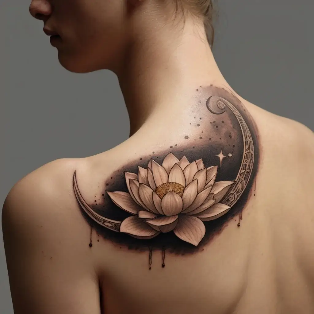 moon and lotus tattoo (70)