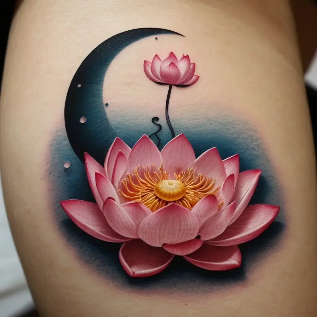 moon and lotus tattoo (78)