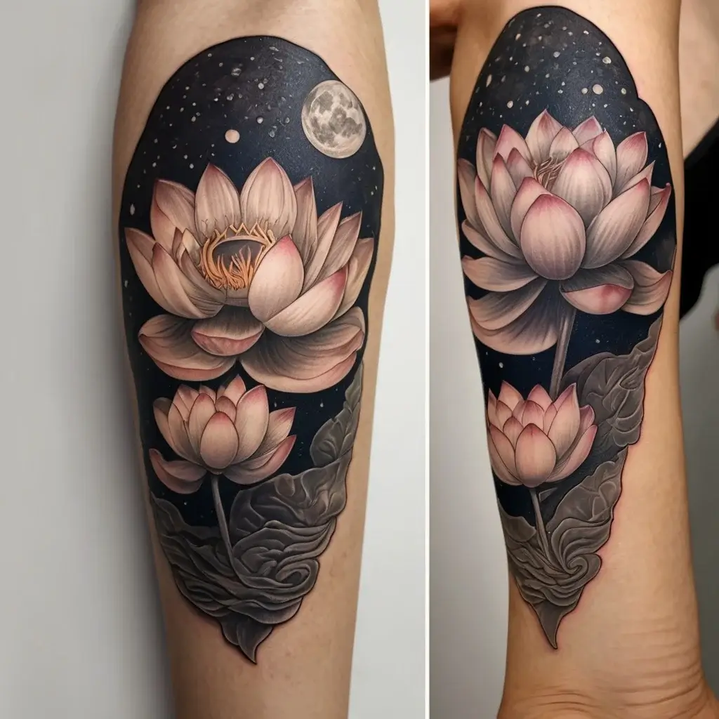 moon and lotus tattoo (79)