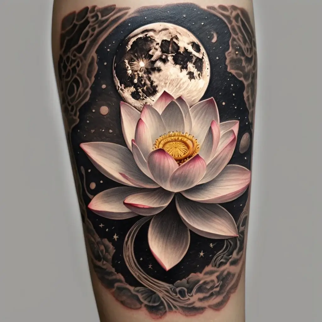 moon and lotus tattoo (80)