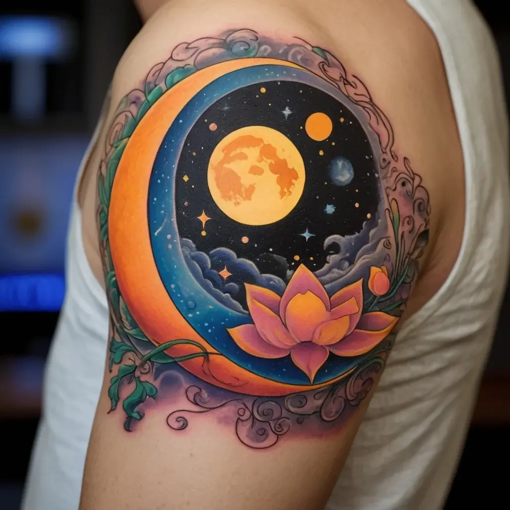 moon and lotus tattoo (83)