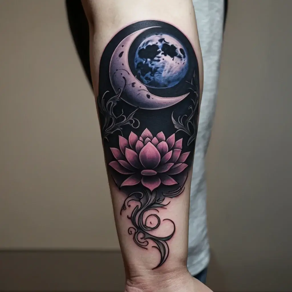 moon and lotus tattoo (88)