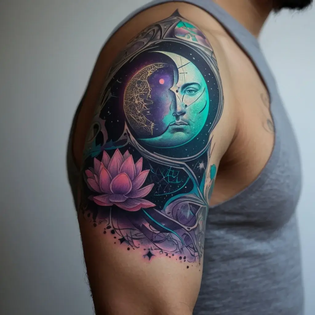 moon and lotus tattoo (93)