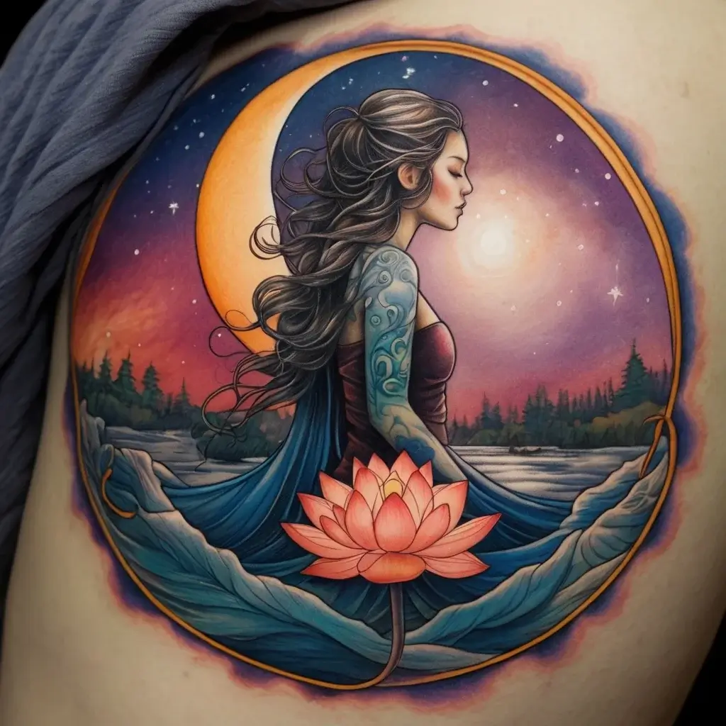 moon and lotus tattoo (97)