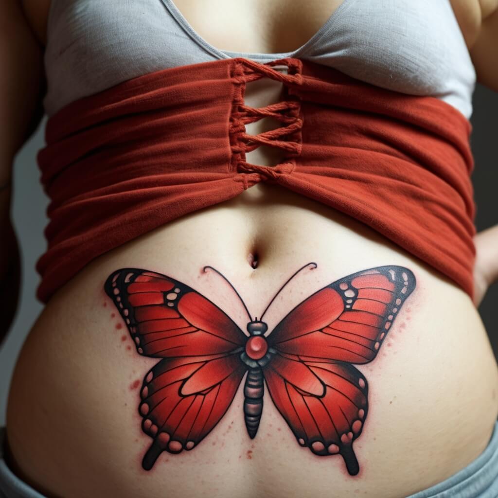 red butterfly tattoo (1)