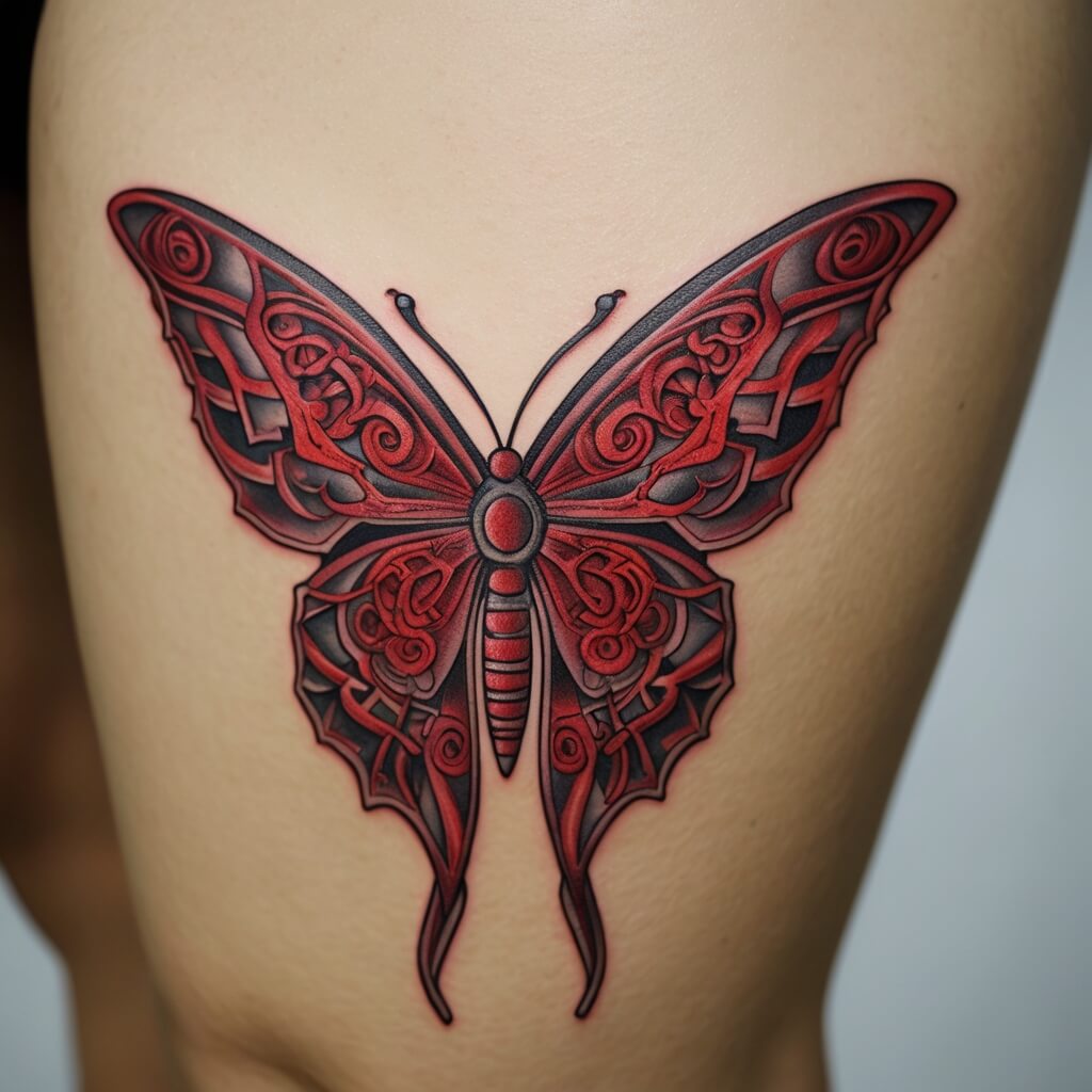 red butterfly tattoo (38)