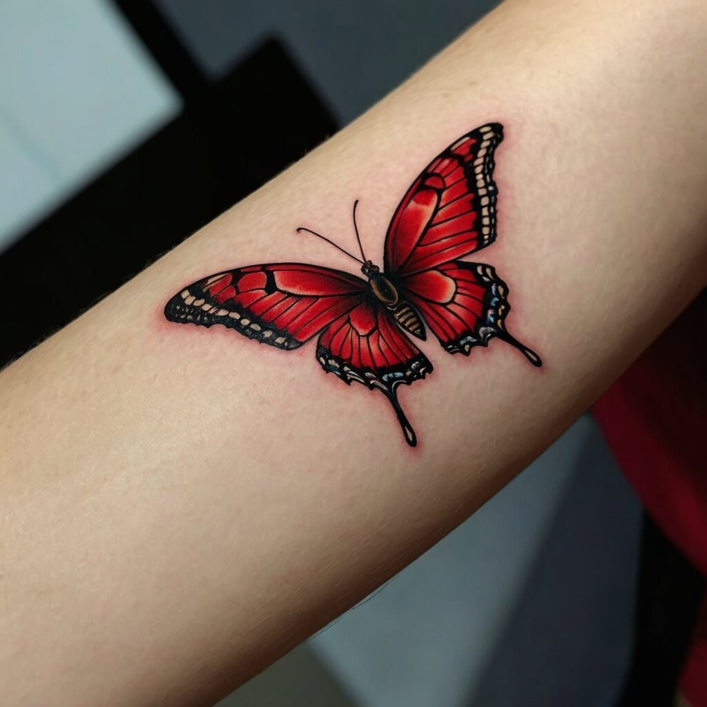 red butterfly tattoo (4)