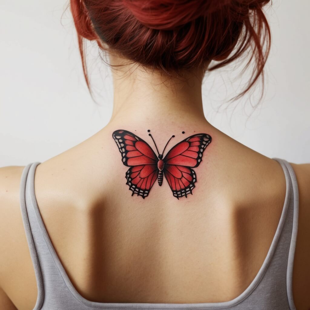 red butterfly tattoo (40)