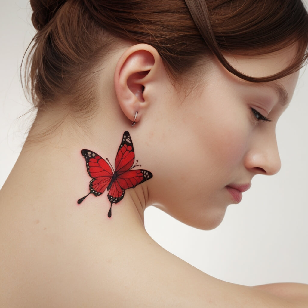 red butterfly tattoo (41)