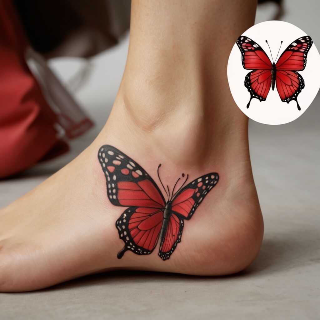 red butterfly tattoo (49)