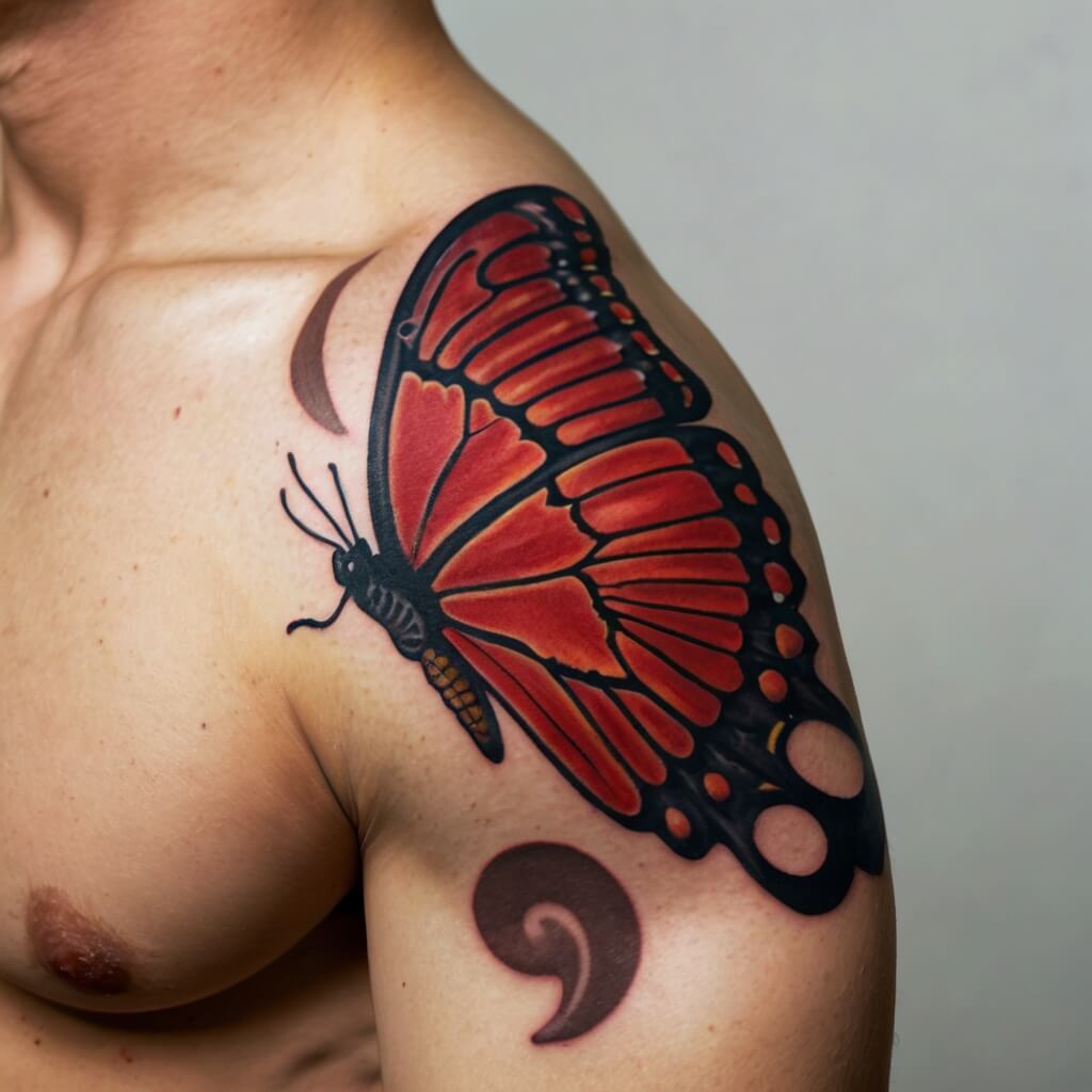 red butterfly tattoo (5)