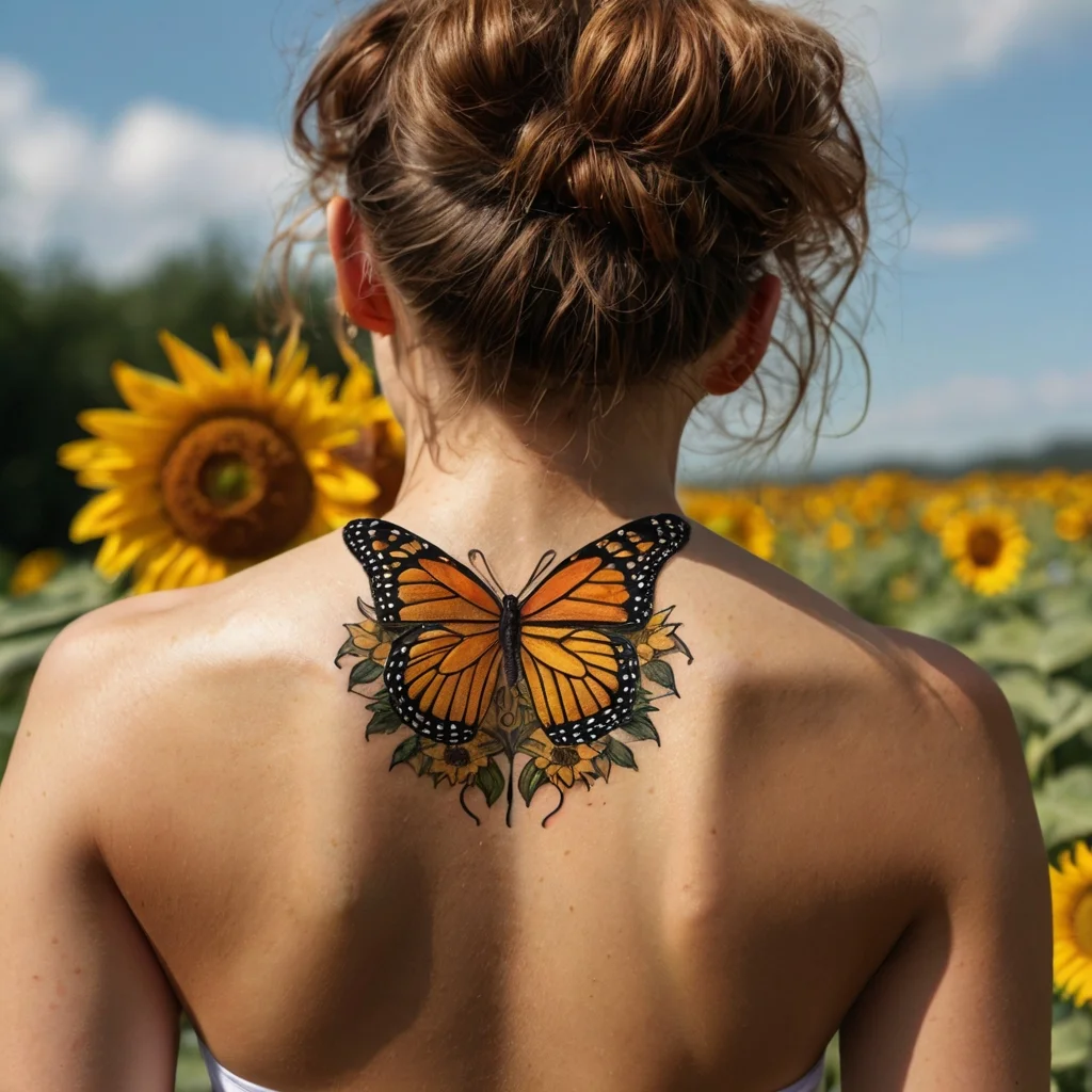 sunflower and butterfly tattoo (10)