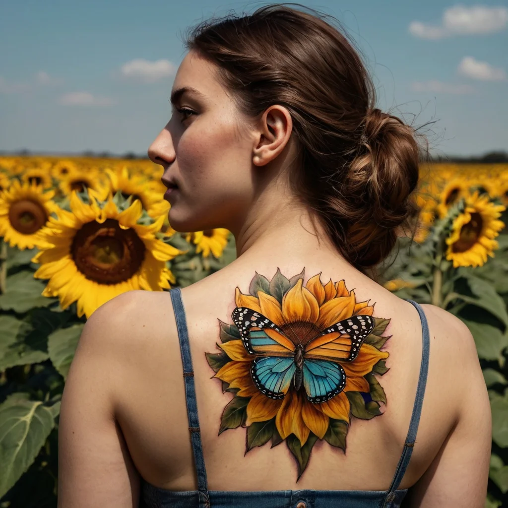 sunflower and butterfly tattoo (12)