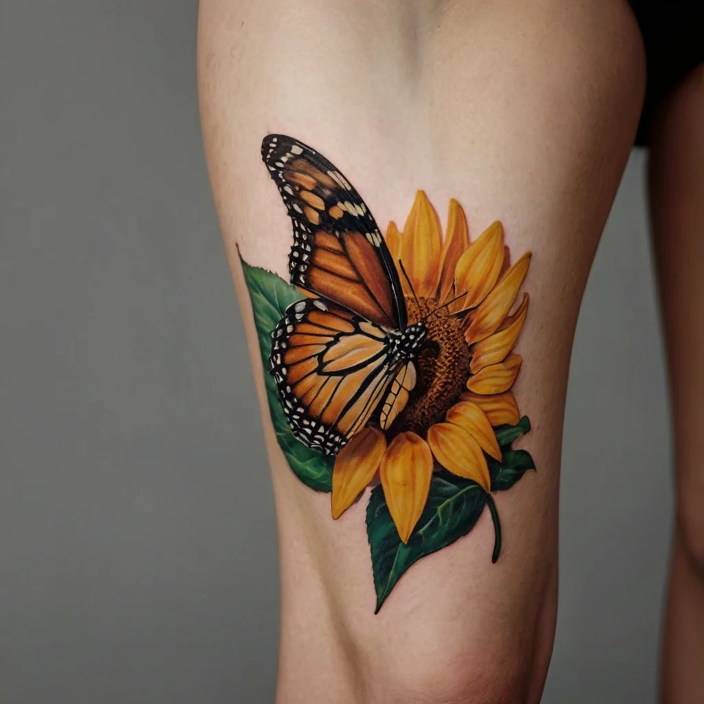 sunflower and butterfly tattoo (14)