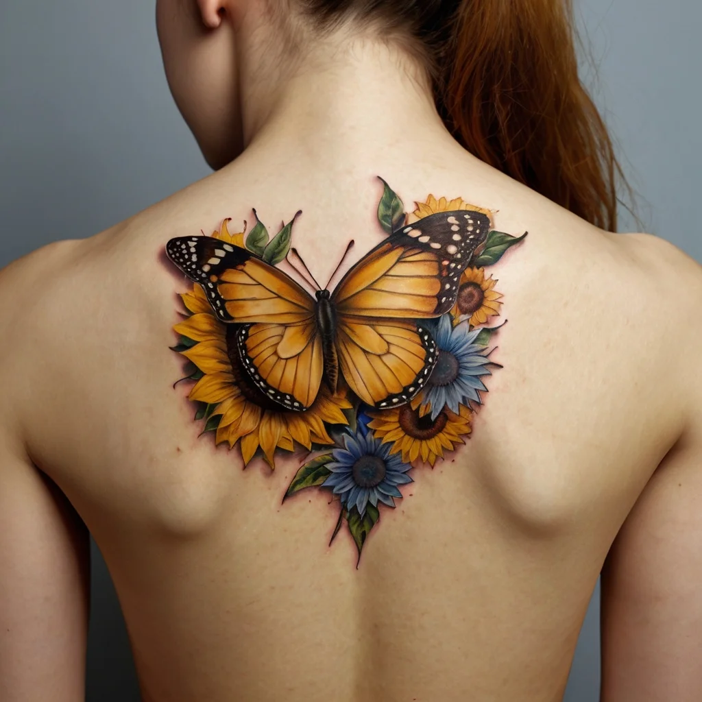 sunflower and butterfly tattoo (23)