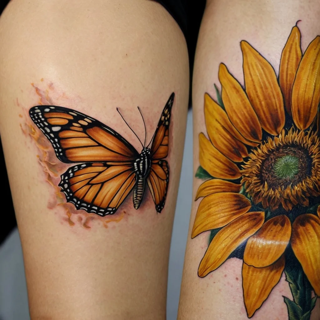 sunflower and butterfly tattoo (24)