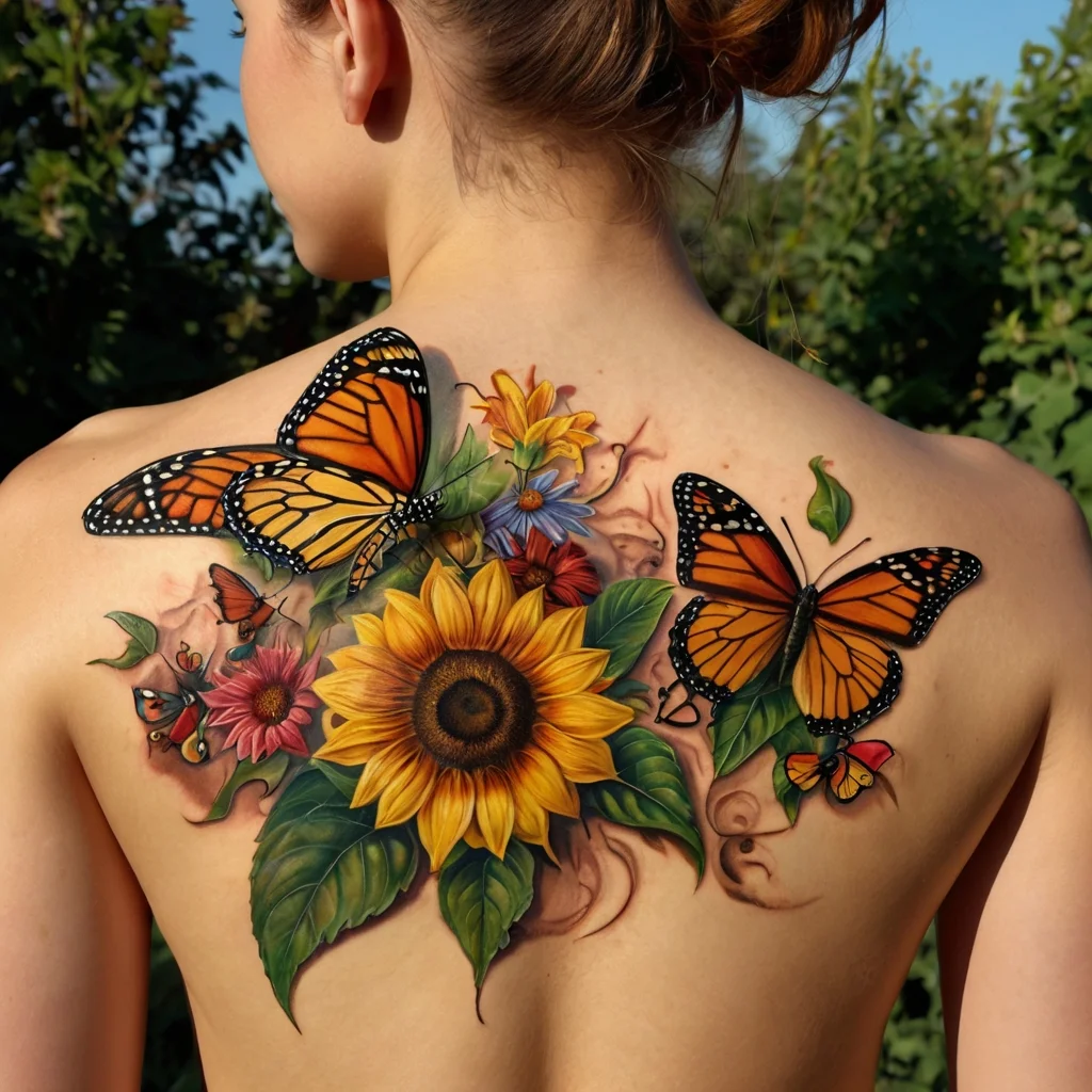 sunflower and butterfly tattoo (27)