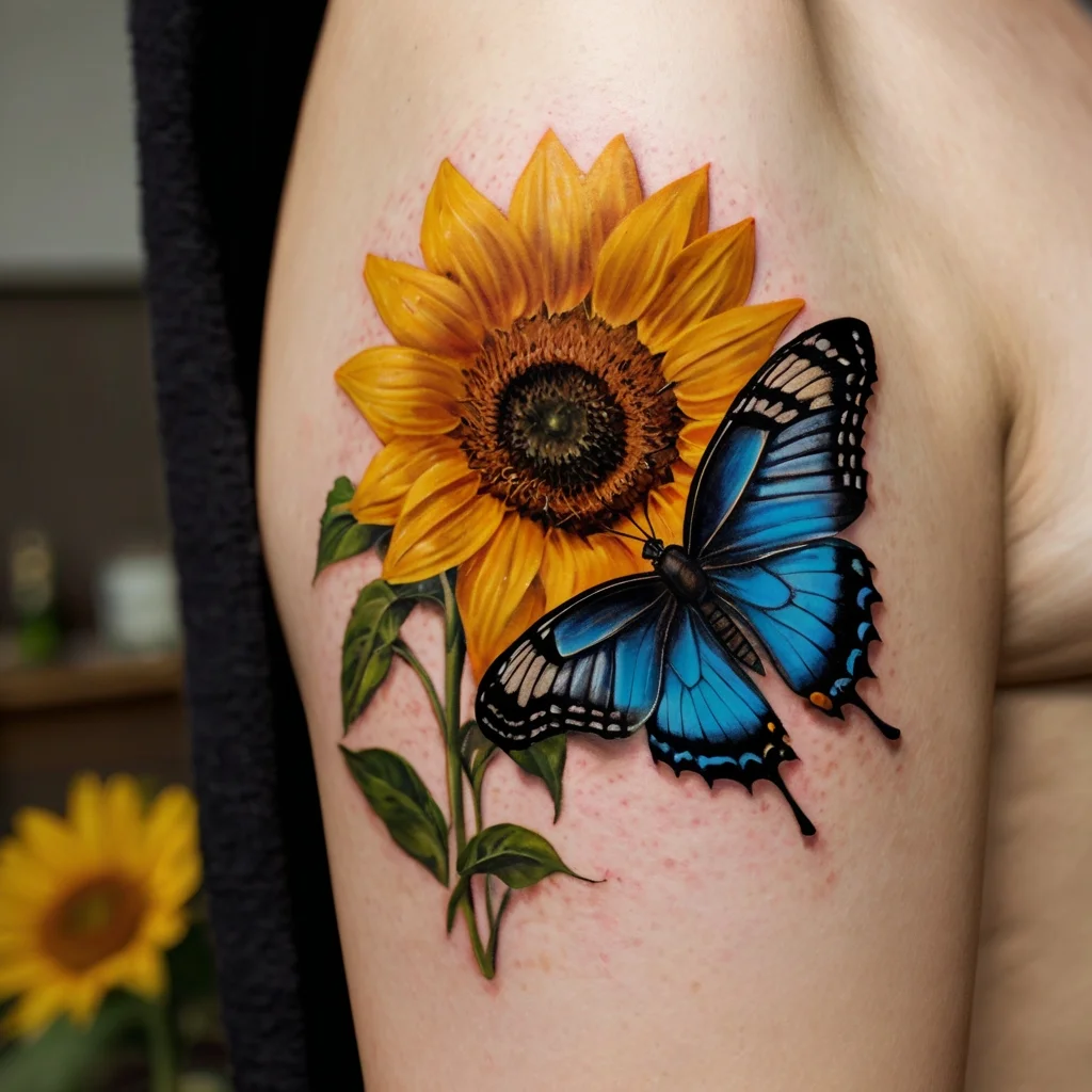 sunflower and butterfly tattoo (30)