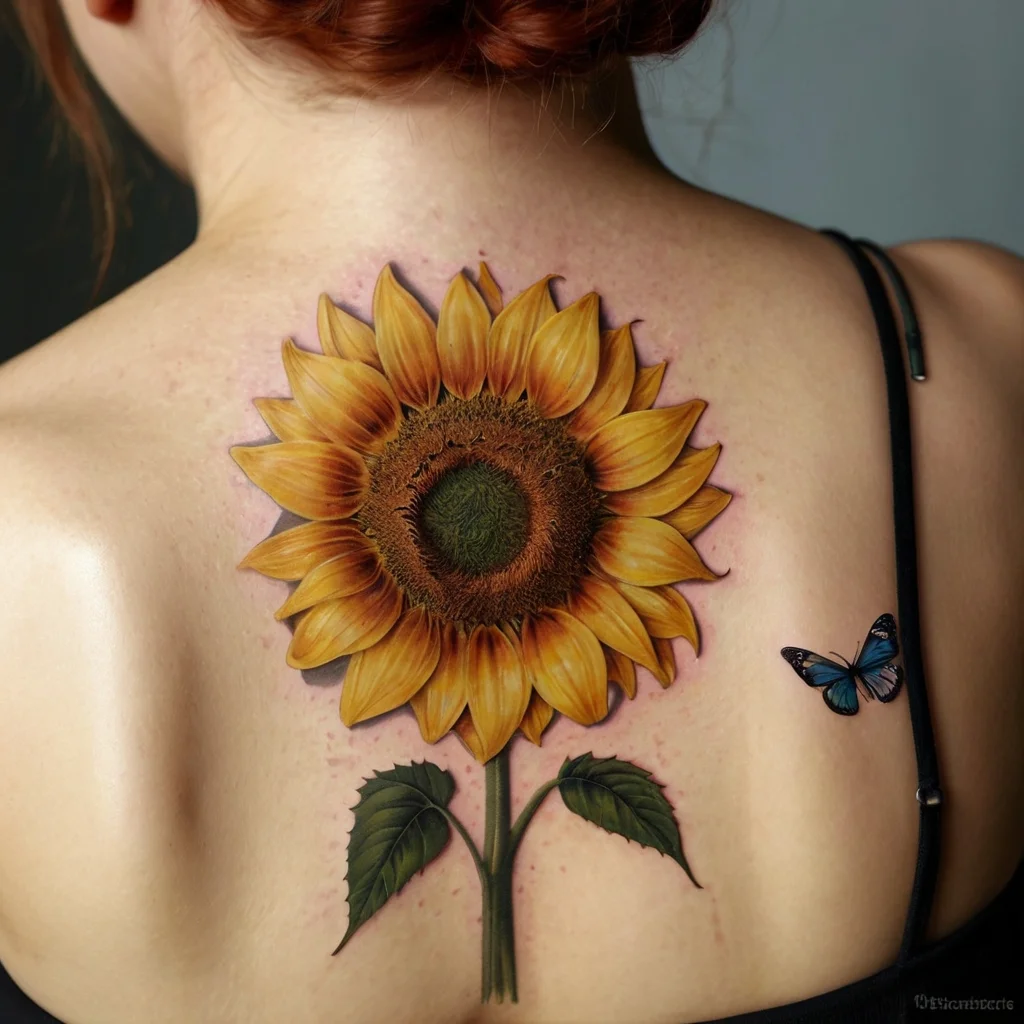 sunflower and butterfly tattoo (31)