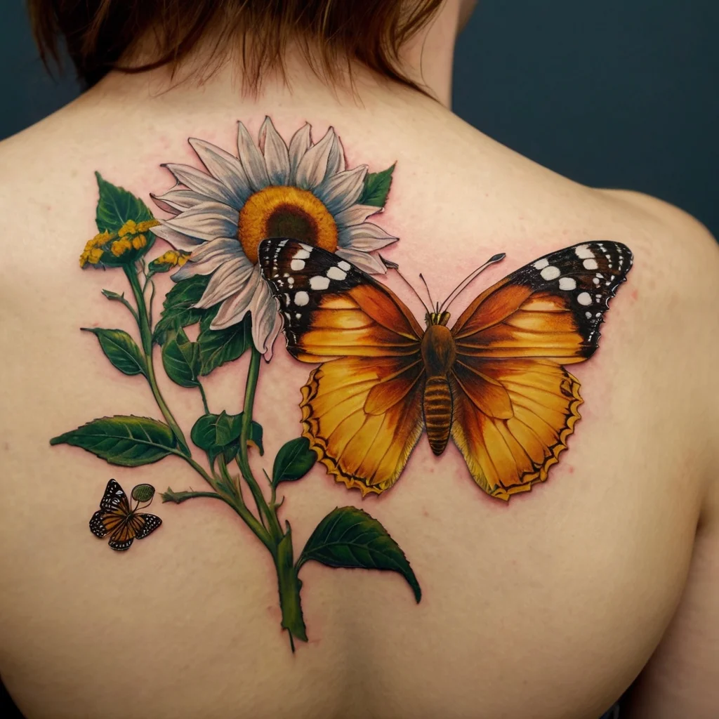 sunflower and butterfly tattoo (32)