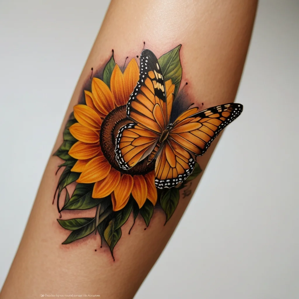 sunflower and butterfly tattoo (42)