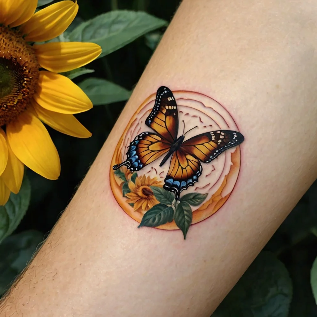 sunflower and butterfly tattoo (45)