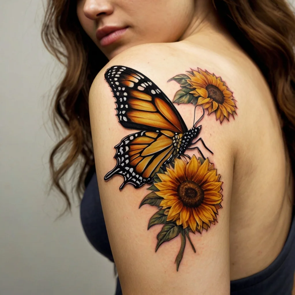 sunflower and butterfly tattoo (46)