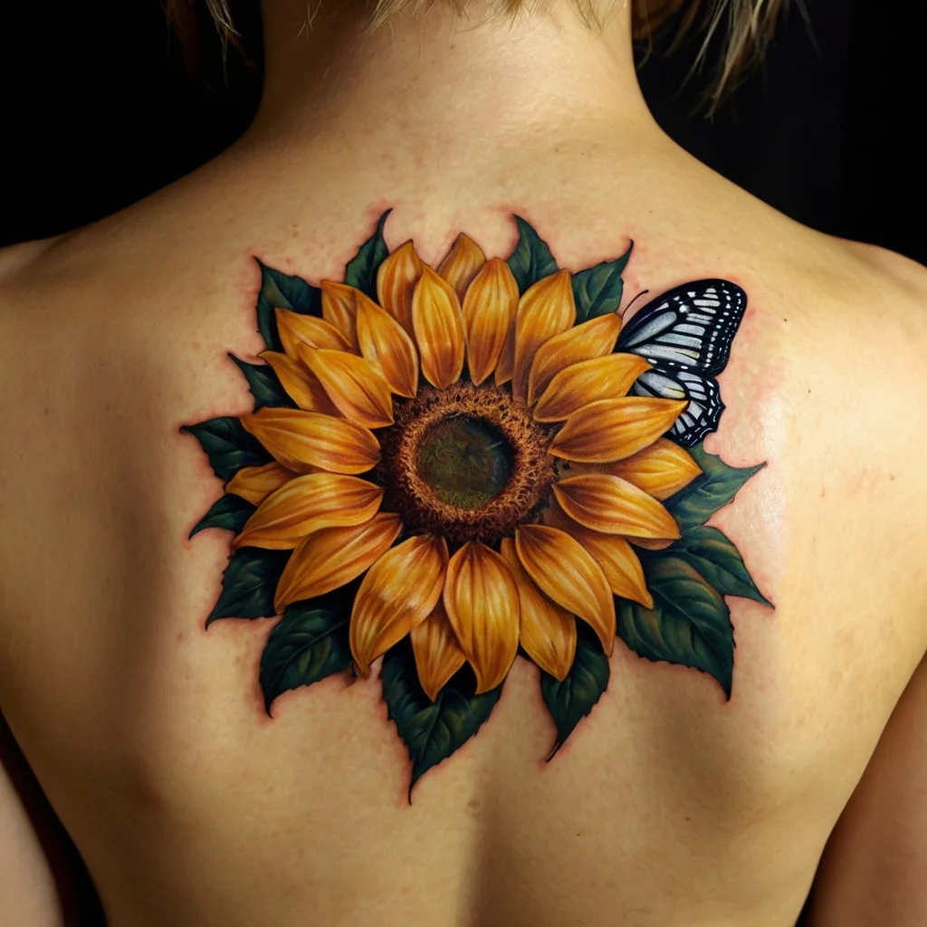 sunflower and butterfly tattoo (53)