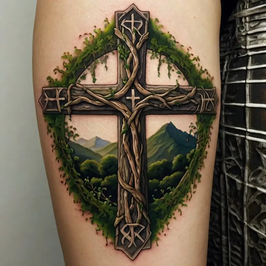 three crosses on a hill tattoo (20)