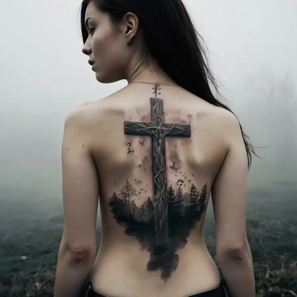 three crosses on a hill tattoo (23)