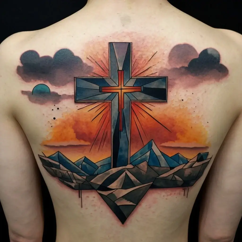 three crosses on a hill tattoo (33)