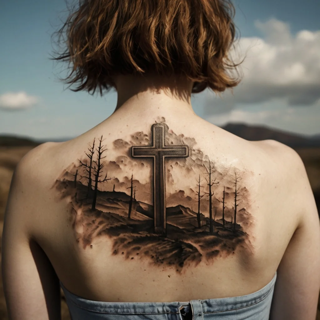 three crosses on a hill tattoo (40)